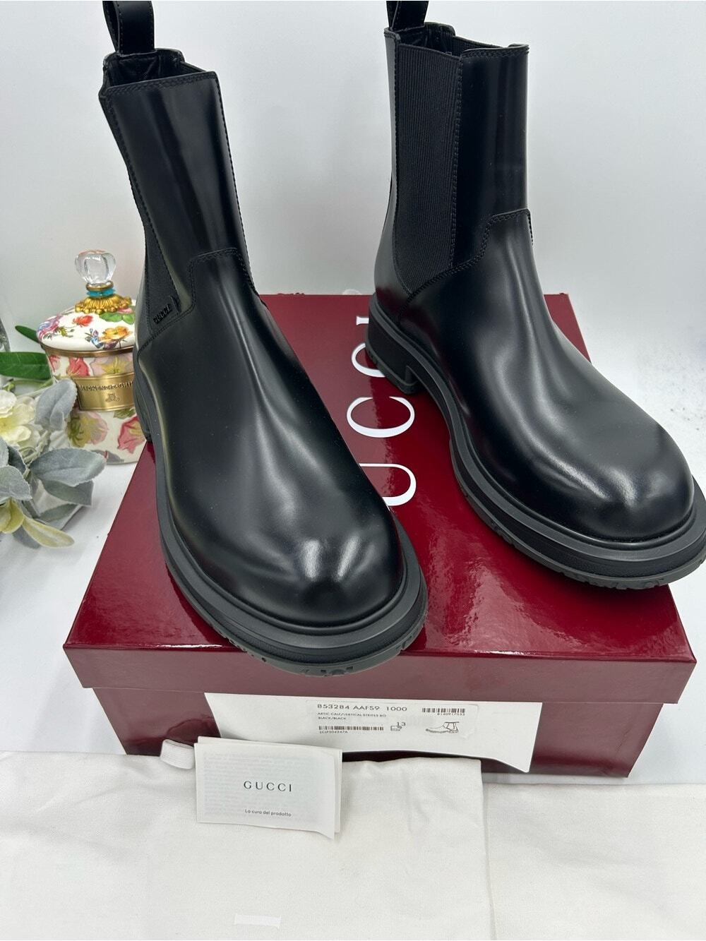 Men's Gucci, black leather Chelsea boot size 13 made in Italy